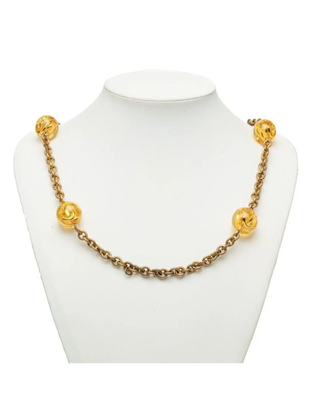 Chanel CC Logo Long Chain Necklace 25 Gold Plated